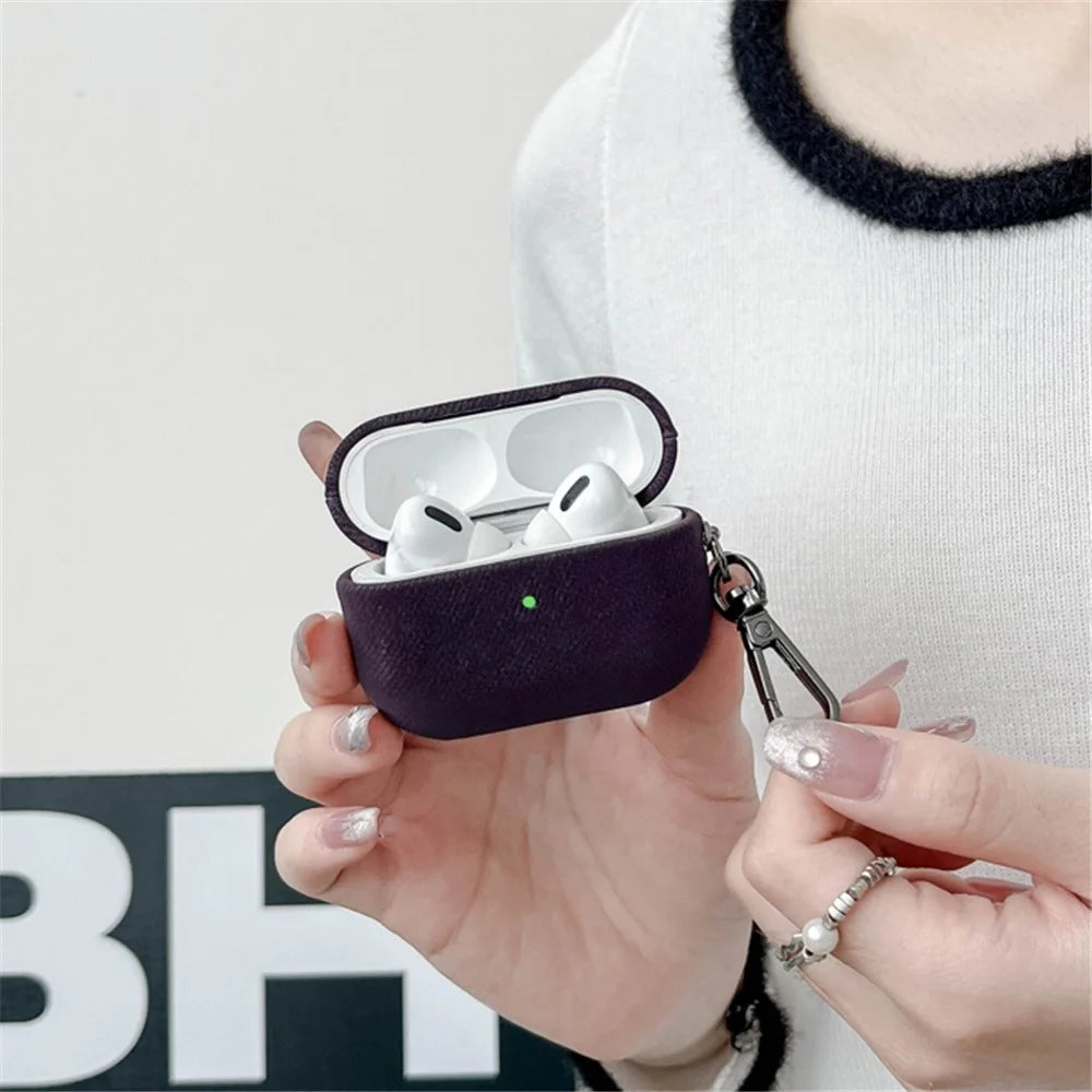 For Apple AirPods Pro 2 Bluetooth-compatible Earphone Protective Cover Suede Texture TPU Case with Metal Buckle - Grey - 2
