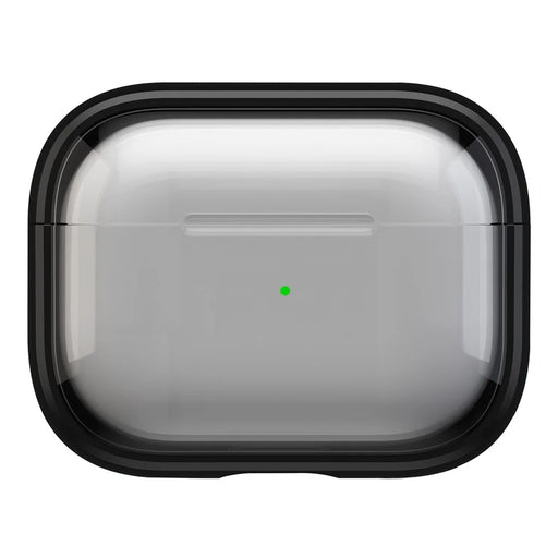 For Apple AirPods Pro 2 Case PC+TPU Bluetooth-compatible Earbud Cover Phone Stand with Carabiner - Transparent Black - 1