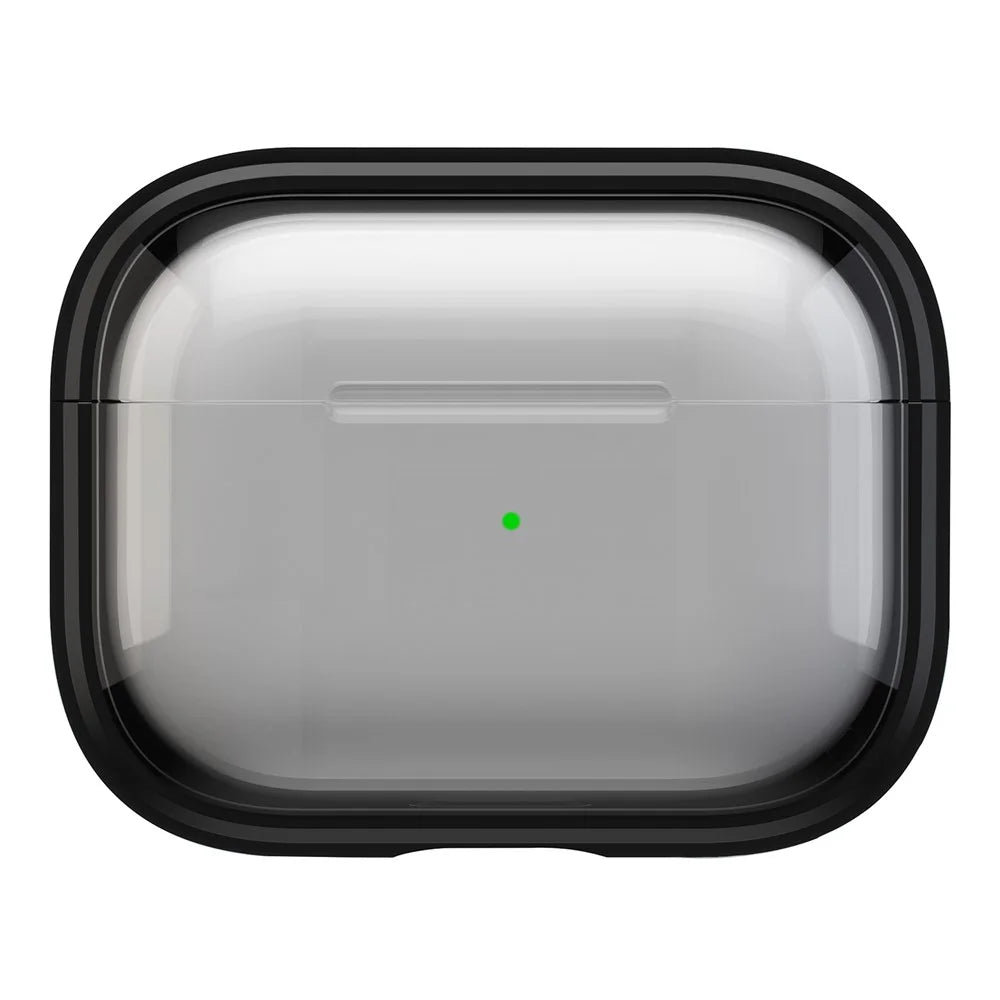 For Apple AirPods 3 Case PC+TPU Bluetooth-compatible Earphone Case Phone Protective Cover with Carabiner - Transparent Black - 1