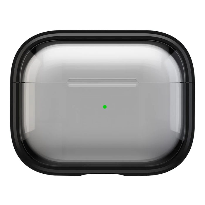 For Apple AirPods 3 Case PC+TPU Bluetooth-compatible Earphone Case Phone Protective Cover with Carabiner - Transparent Black - 1