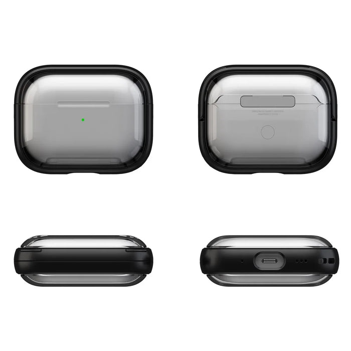 For Apple AirPods 3 Case PC+TPU Bluetooth-compatible Earphone Case Phone Protective Cover with Carabiner - Transparent Black - 2