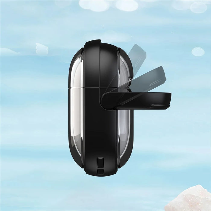 For Apple AirPods 3 Case PC+TPU Bluetooth-compatible Earphone Case Phone Protective Cover with Carabiner - Transparent Black - 6