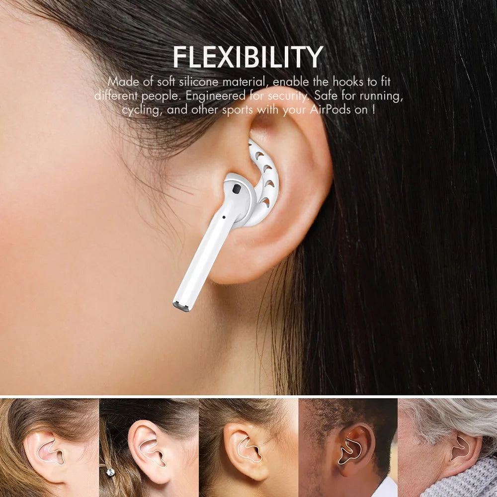 AHASTYLE PT14 for Apple AirPods with Charging Case (2016)  /  (2019)  /  AirPods with Wireless Charging Case (2019) 1 Pair Ear Hooks Ear Tips - White - 4