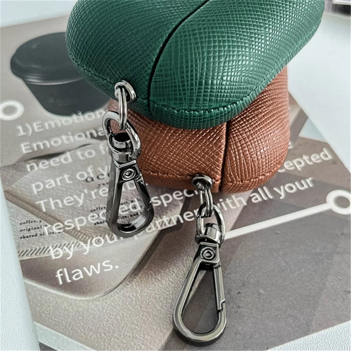 For AirPods Pro 2 Bluetooth-compatible Earphone Cover Cross Texture PU Leather Anti-drop Case - Green - 5