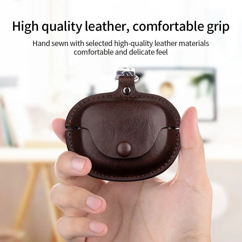 For Bose QuietComfort Ultra Earphone Case PU Leather+PC Bluetooth-compatible Earbud Protective Cover - Dark Brown - 3