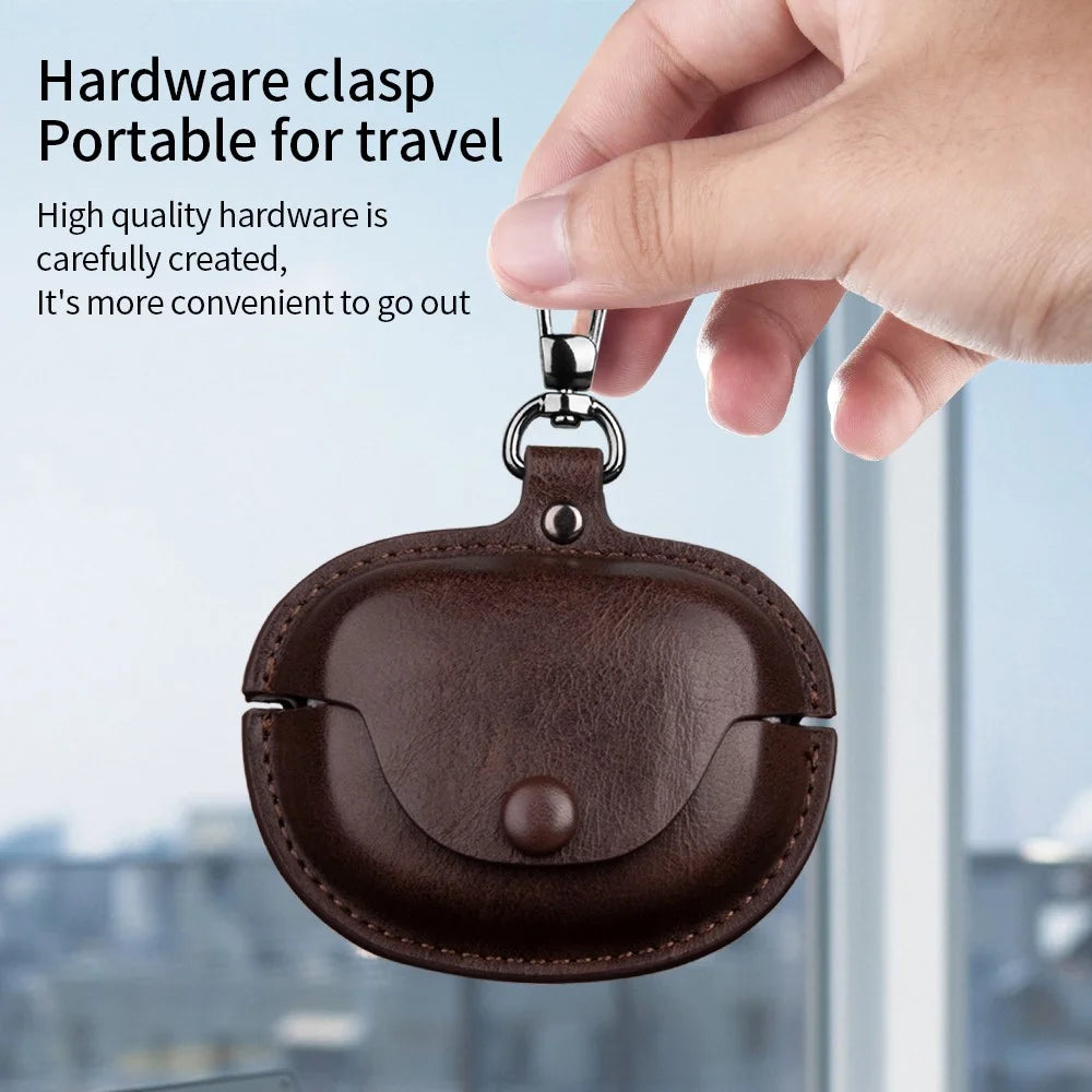 For Bose QuietComfort Ultra Earphone Case PU Leather+PC Bluetooth-compatible Earbud Protective Cover - Dark Brown - 4