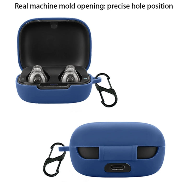 For Soundcore C30i Charging Case Cover Bluetooth-compatible Earbuds Silicone Case with Buckle - Dark Blue - 2