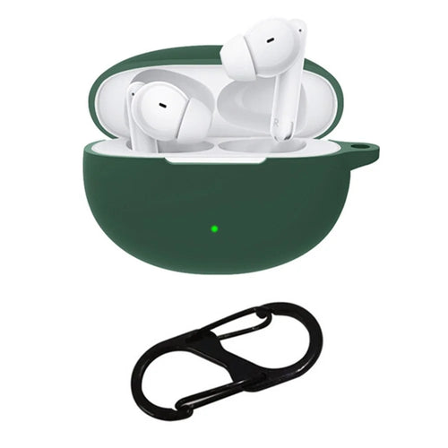 For Oppo Enco Air3 Pro Shockproof Case Silicone Anti-Lost Earphone Cover with Buckle - Blackish Green - 1
