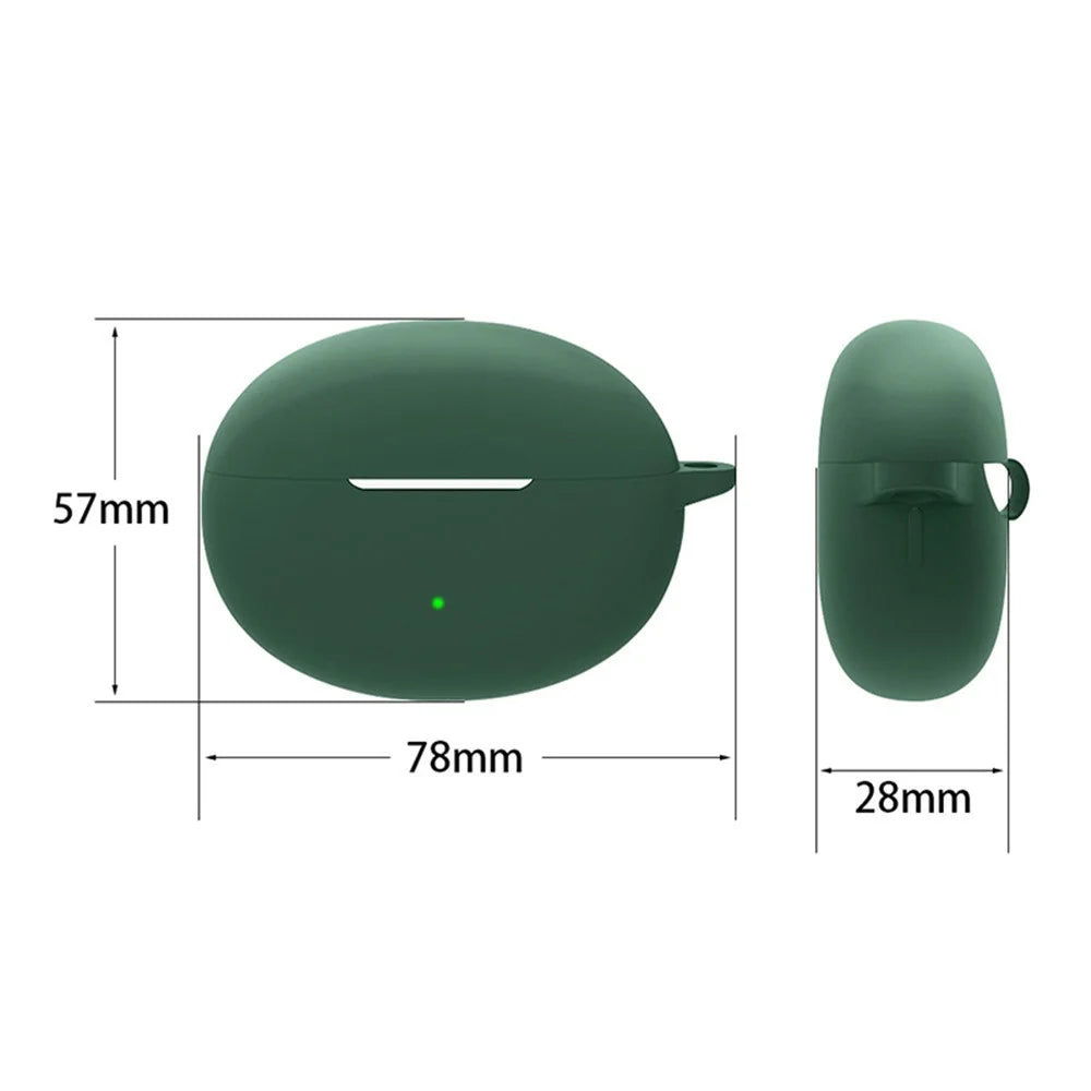 For Oppo Enco Air3 Pro Shockproof Case Silicone Anti-Lost Earphone Cover with Buckle - Blackish Green - 5