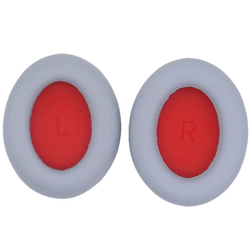JZF-425 1 Pair Earpads for 1MORE SonoFlow Headphones Protein Leather Soft Earmuffs - Silver+Red - 1