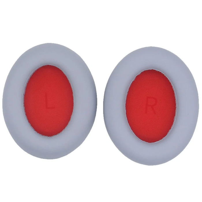 JZF-425 1 Pair Earpads for 1MORE SonoFlow Headphones Protein Leather Soft Earmuffs - Silver+Red - 1