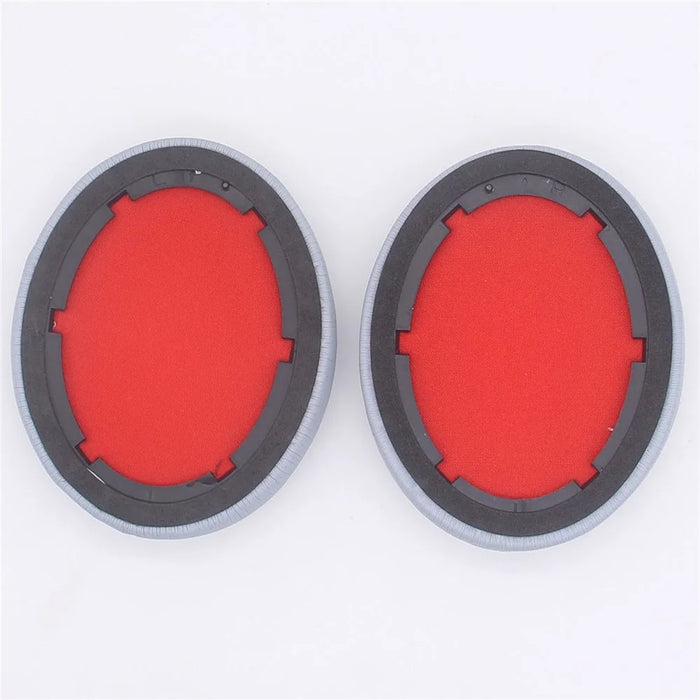 JZF-425 1 Pair Earpads for 1MORE SonoFlow Headphones Protein Leather Soft Earmuffs - Silver+Red - 3