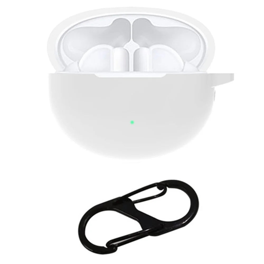For Huawei FreeBuds 4i Bluetooth-compatible Earphone Silicone Case Anti-drop Cover with Hanging Buckle - White - 1