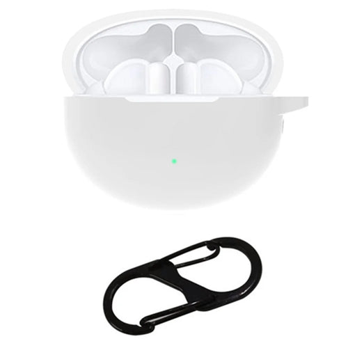 For Huawei FreeBuds 4i Bluetooth-compatible Earphone Silicone Case Anti-drop Cover with Hanging Buckle - White - 1