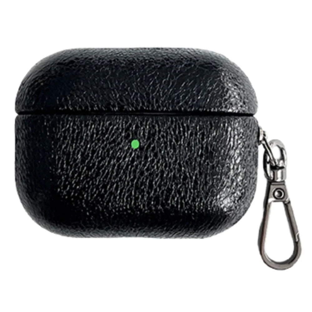 For AirPods Pro 2 Leather Texture Bluetooth-compatible Earphone Protective Cover Anti-scratch Case - Black - 1