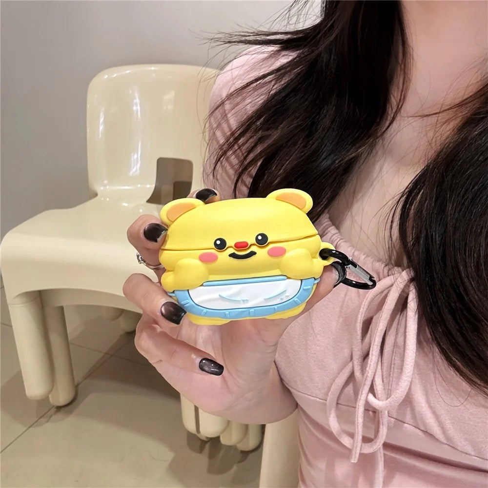 For Apple AirPods Pro / Pro 2 Case Bluetooth-compatible Earphone Protective Sleeve Cute Apron Bear Design - 1