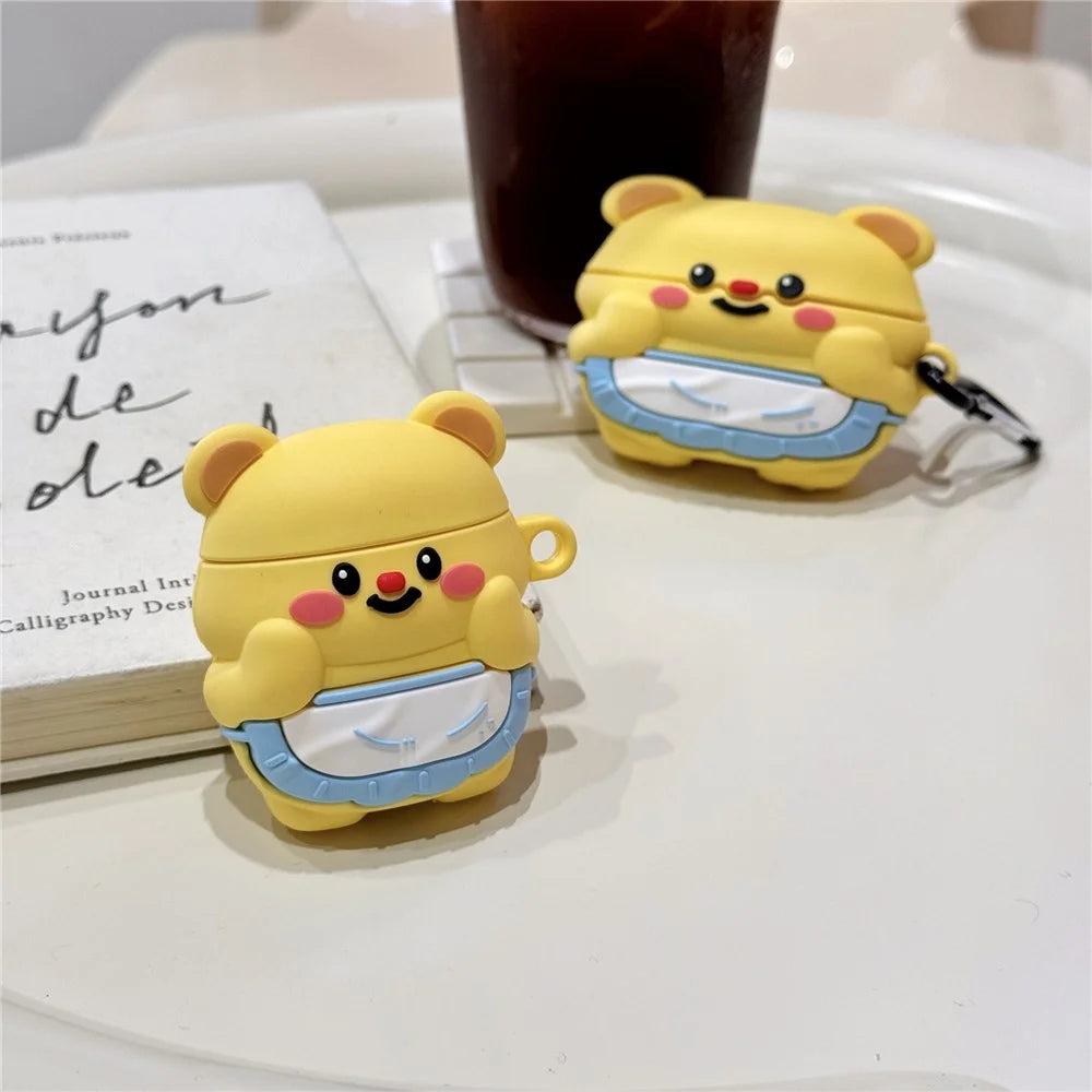 For Apple AirPods Pro / Pro 2 Case Bluetooth-compatible Earphone Protective Sleeve Cute Apron Bear Design - 4