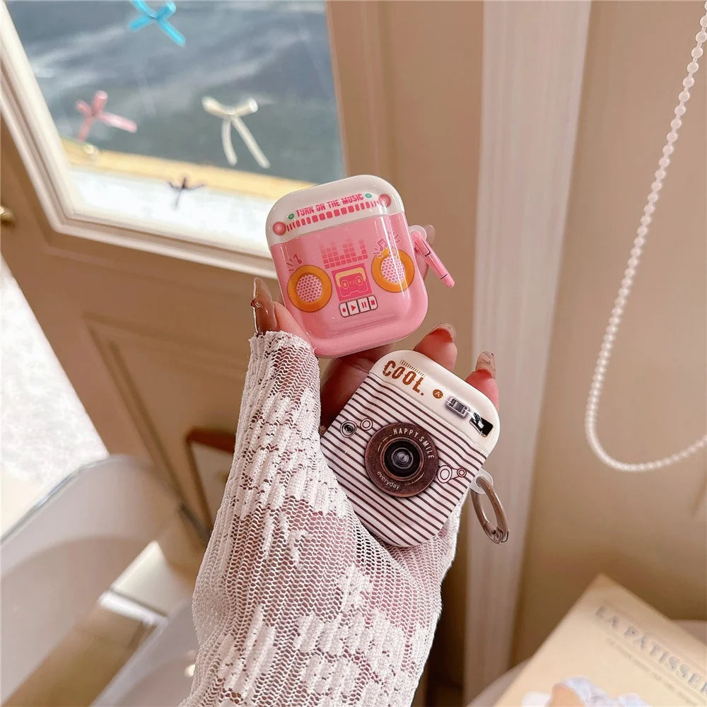 For Apple AirPods with Charging Case (2016) / (2019)  /  AirPods with Wireless Charging Case (2019) Retro TPU Protective Cover - Pink - 6