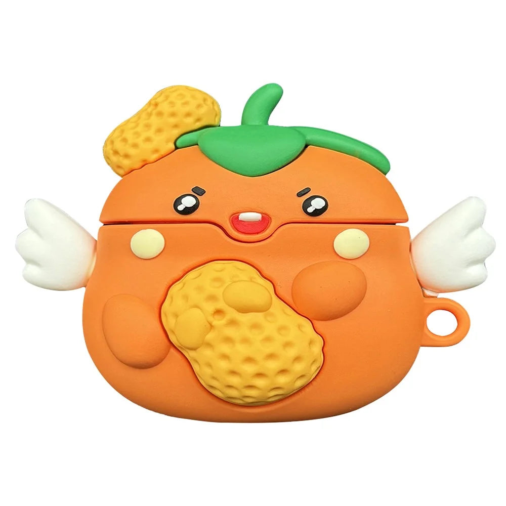 For AirPods Pro / Pro 2 Cartoon Persimmon Peanut Silicone Sleeve Earphone Cover with Carabiner - 1