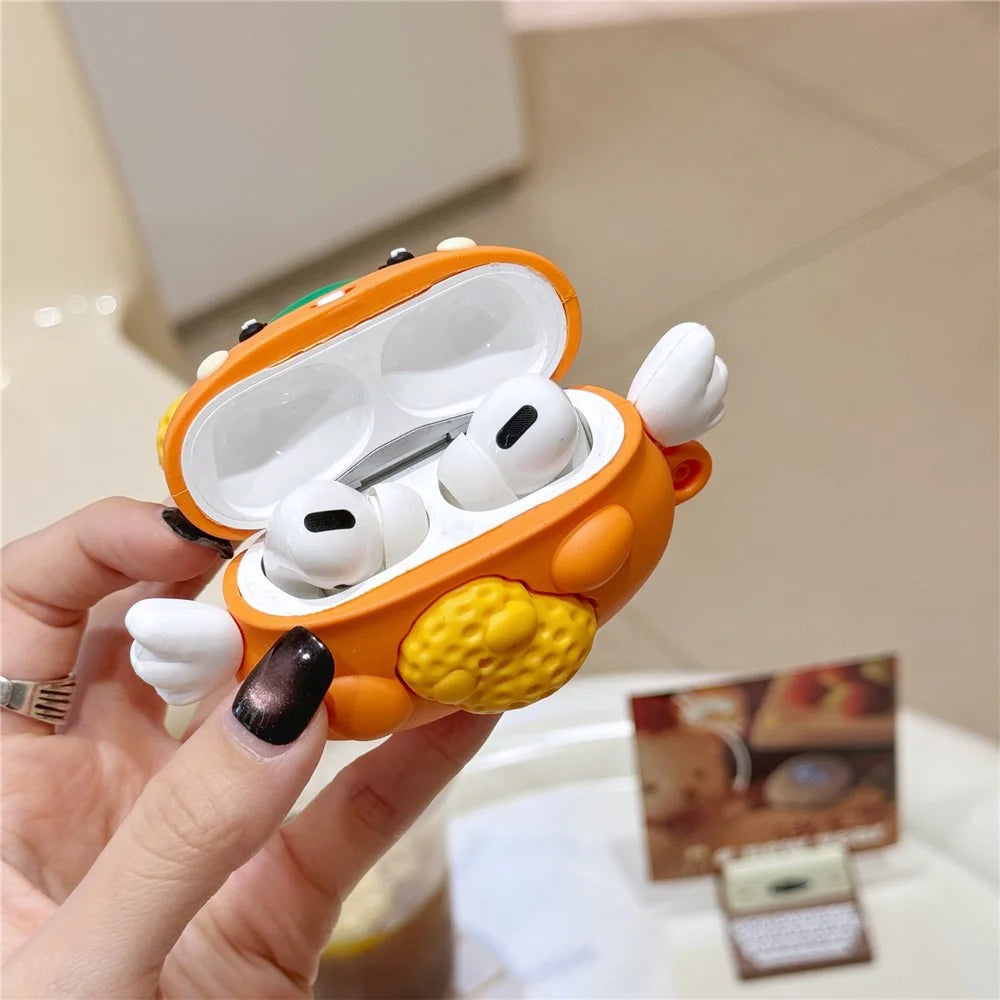 For AirPods Pro / Pro 2 Cartoon Persimmon Peanut Silicone Sleeve Earphone Cover with Carabiner - 3