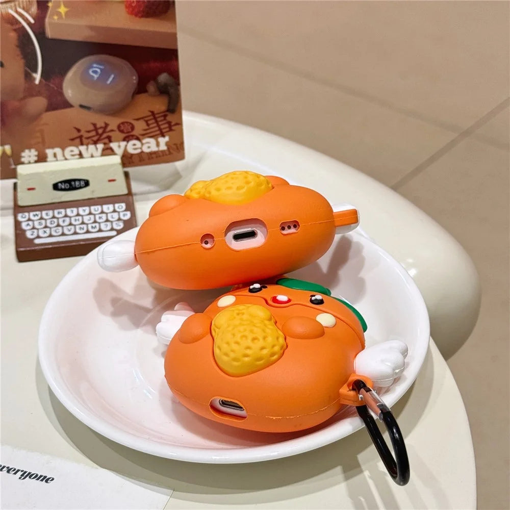 For AirPods Pro / Pro 2 Cartoon Persimmon Peanut Silicone Sleeve Earphone Cover with Carabiner - 5