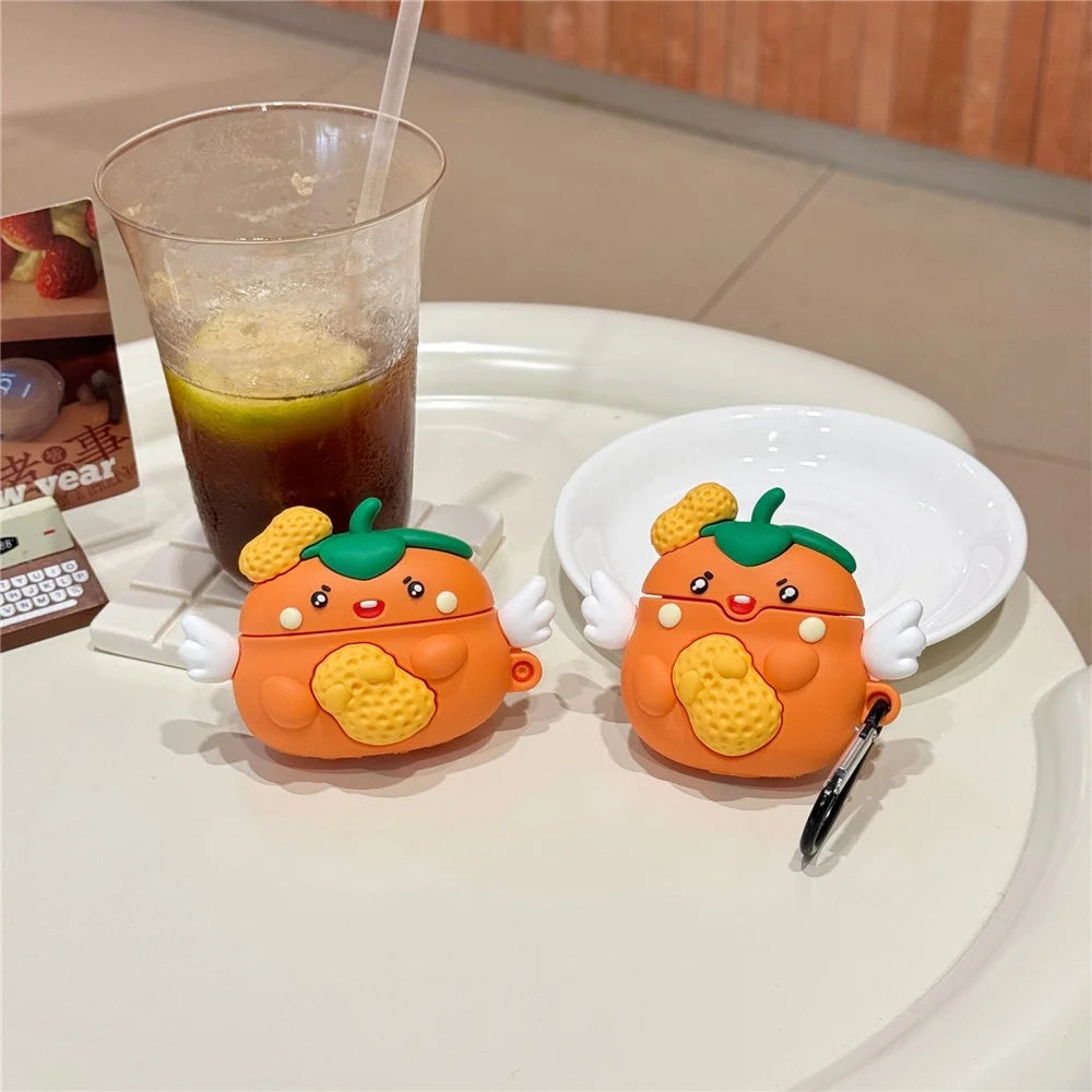 For AirPods Pro / Pro 2 Cartoon Persimmon Peanut Silicone Sleeve Earphone Cover with Carabiner - 6