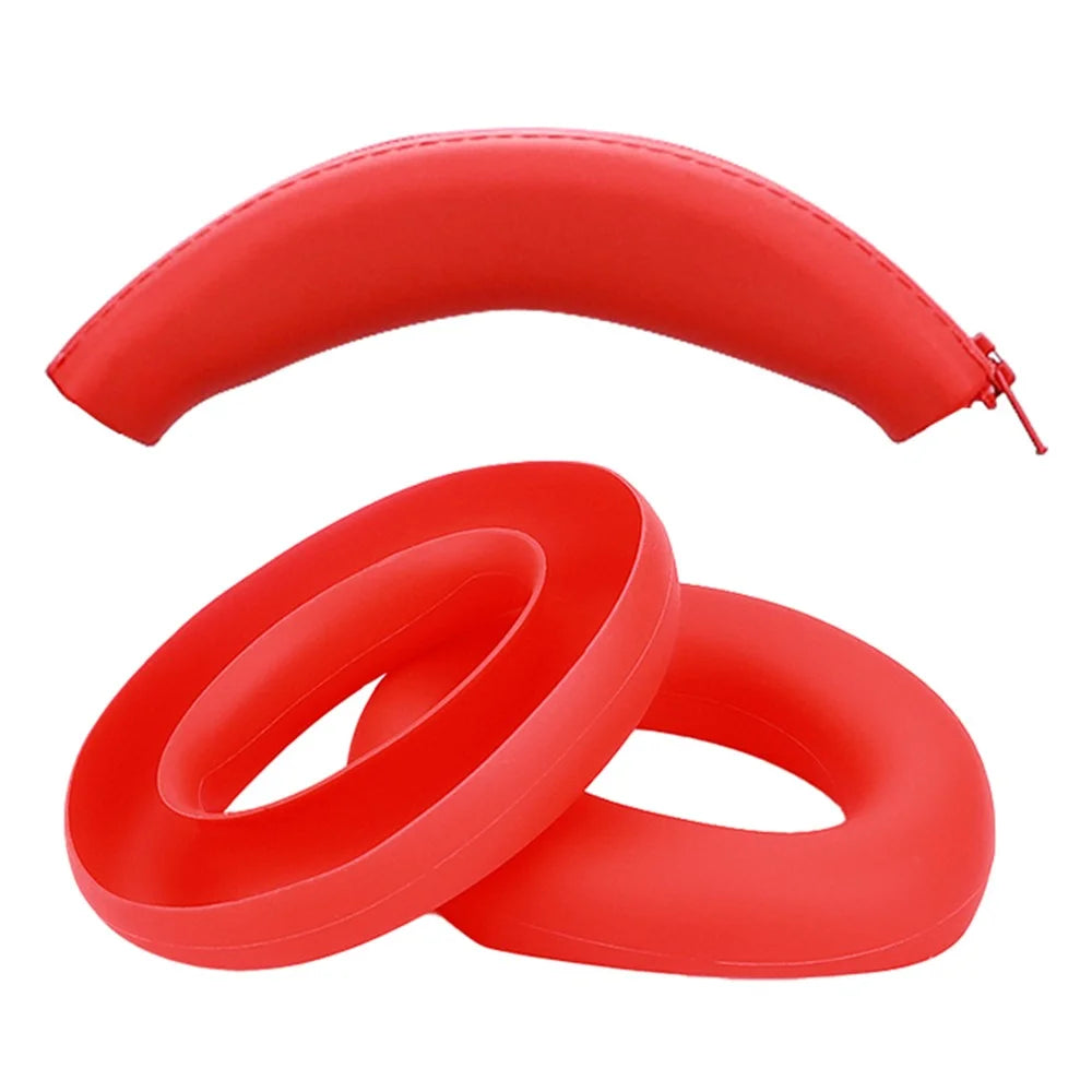 For Sony ULT WEAR WH-ULT900N Silicone Head Beam Sleeve + Headphone Earpad Covers Set - Red - 1