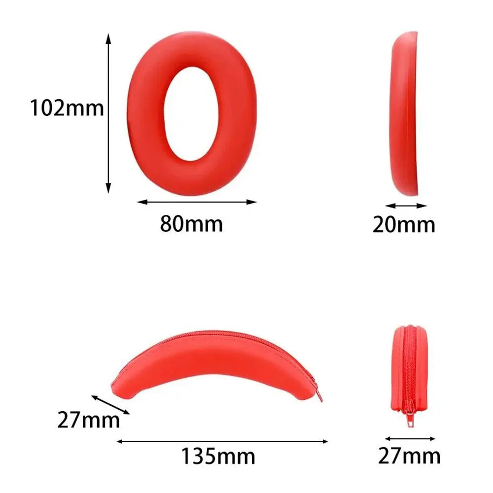 For Sony ULT WEAR WH-ULT900N Silicone Head Beam Sleeve + Headphone Earpad Covers Set - Red - 4