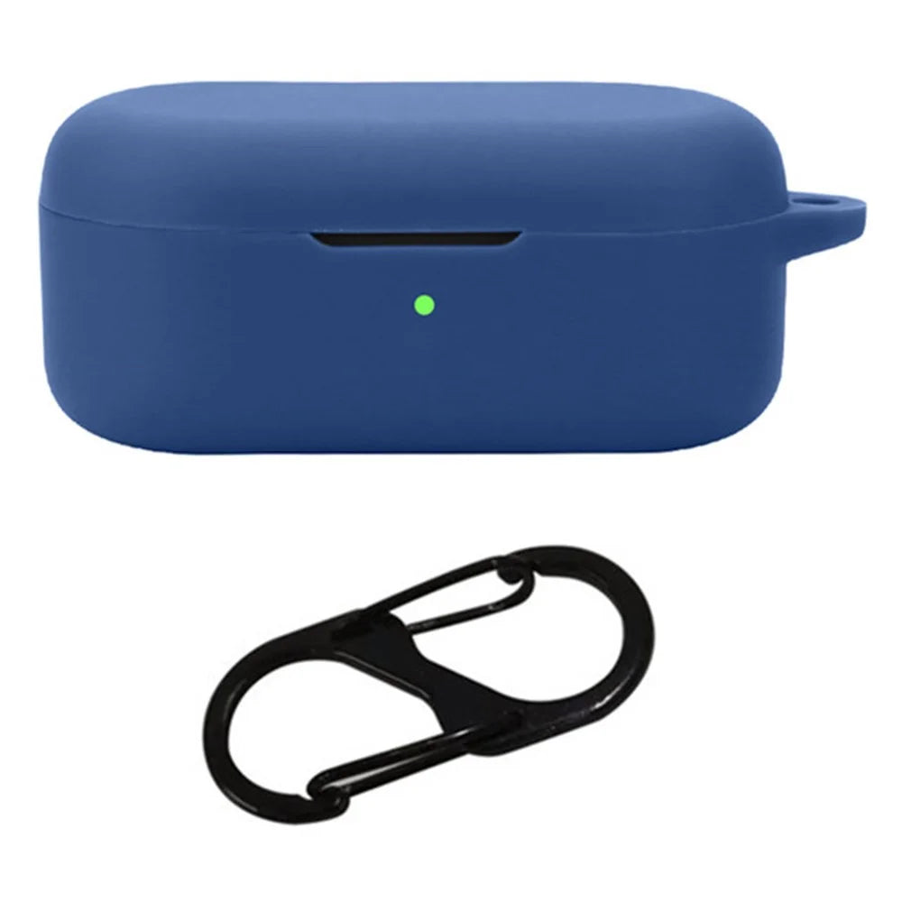 For Oppo Enco Buds2 Pro Case Soft Silicone Anti-Lost Earphone Protective Cover with Buckle - Dark Blue - 1