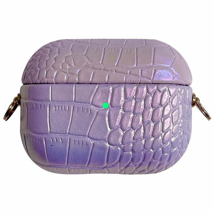 For Airpods Pro 2 Bluetooth-compatible Earphone Case Colorful PU Leather+PC Shell Charging Bin Sleeve - Purple - 1