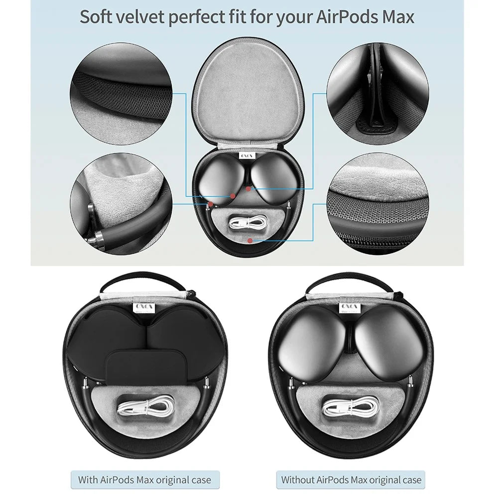 For Airpods Max Storage Bag Headphone Carrying Bag with Velvet Lining Protection - 2