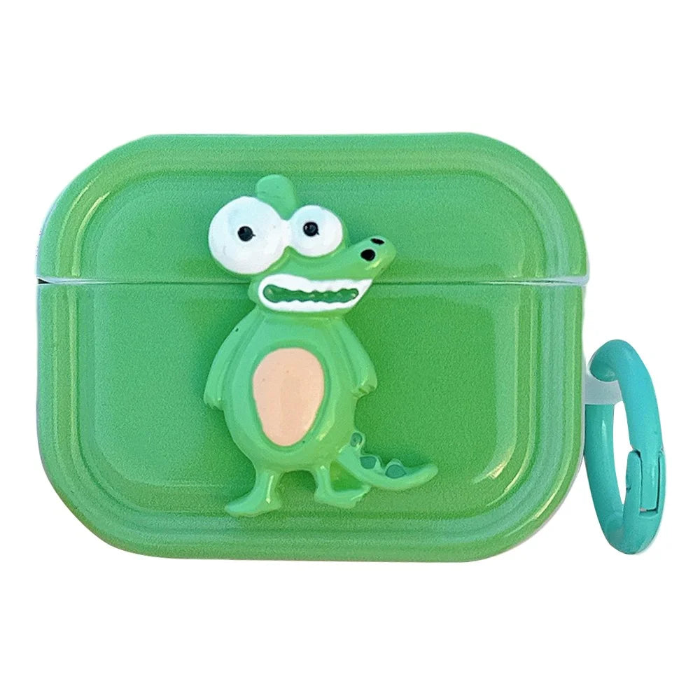 Cute Decor TPU Cover for Airpods Pro 2 / AirPods Pro Case Earphone Sleeve with Ring Buckle - Crocodile - 1
