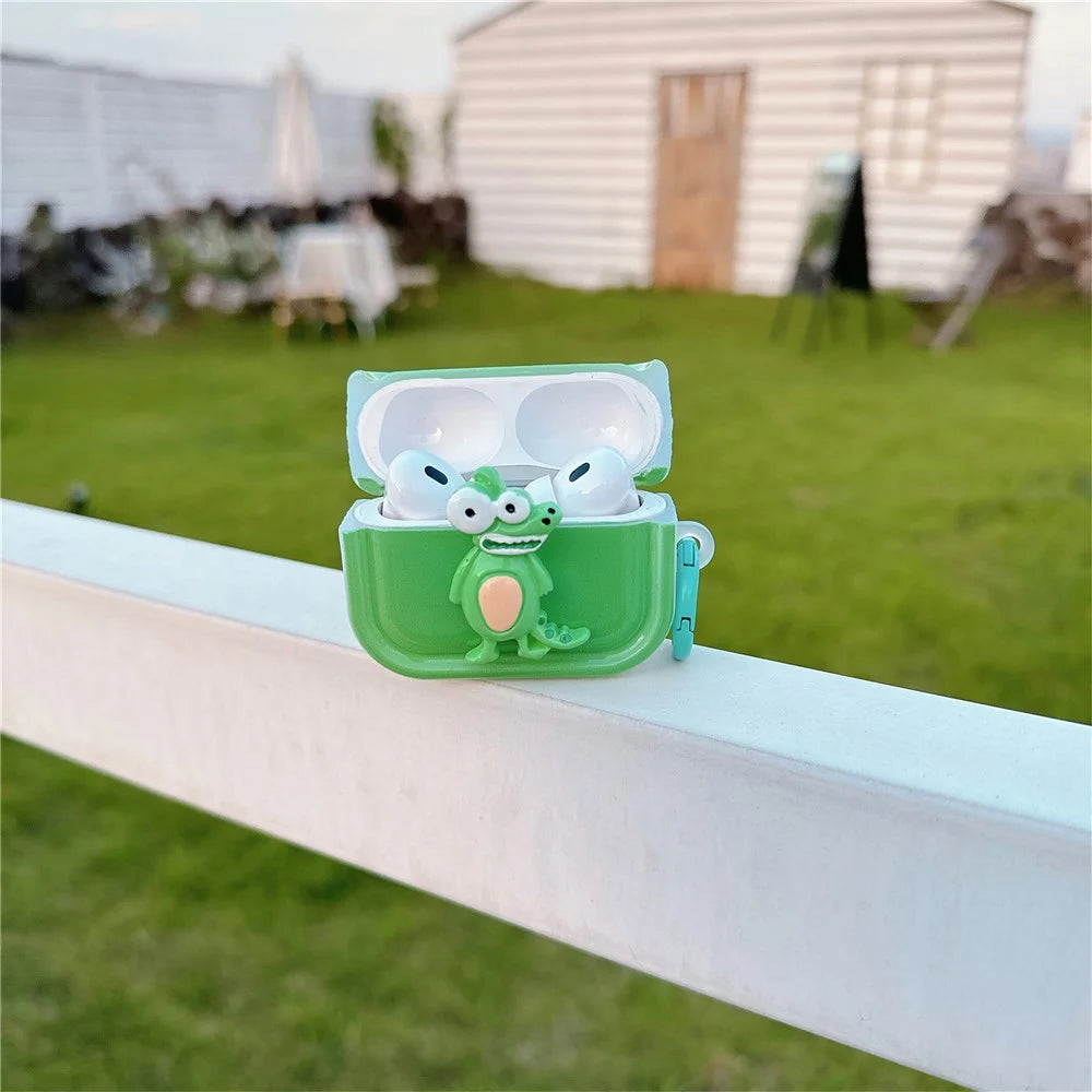 Cute Decor TPU Cover for Airpods Pro 2 / AirPods Pro Case Earphone Sleeve with Ring Buckle - Crocodile - 3