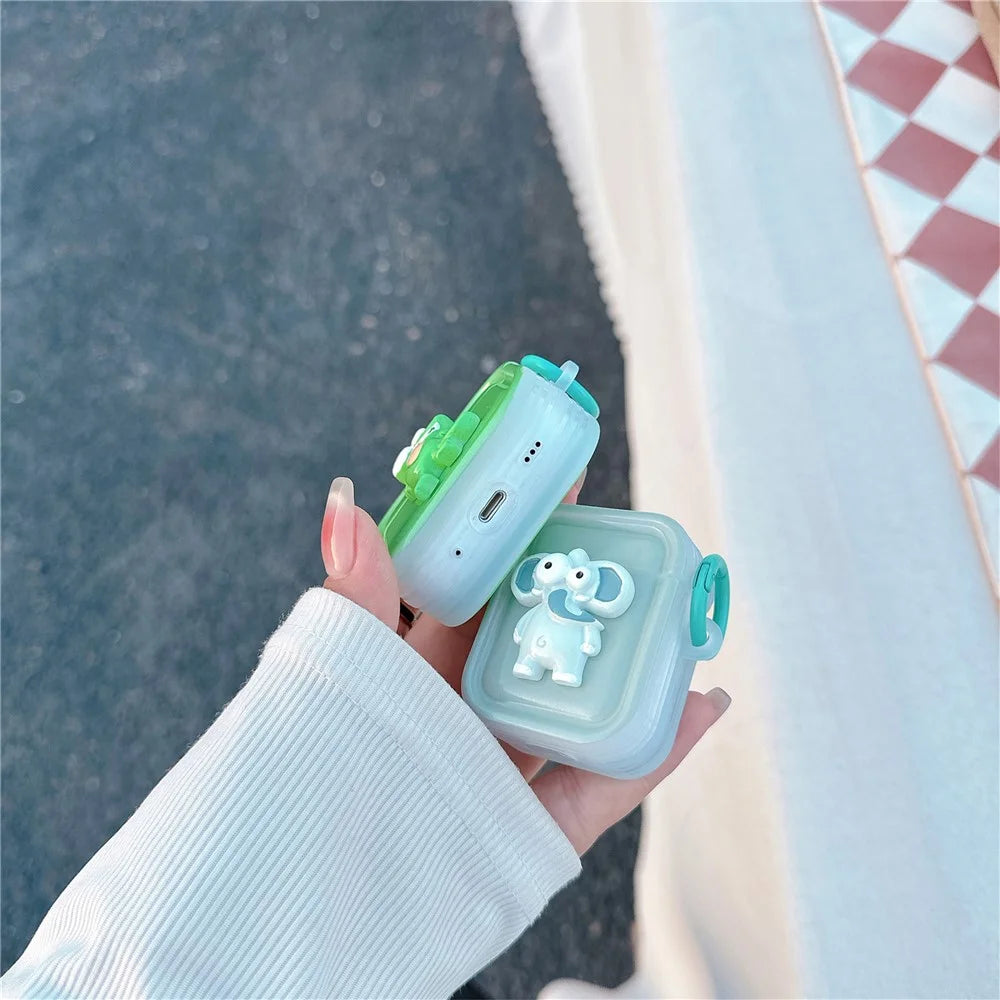 Cute Decor TPU Cover for Airpods Pro 2 / AirPods Pro Case Earphone Sleeve with Ring Buckle - Crocodile - 4