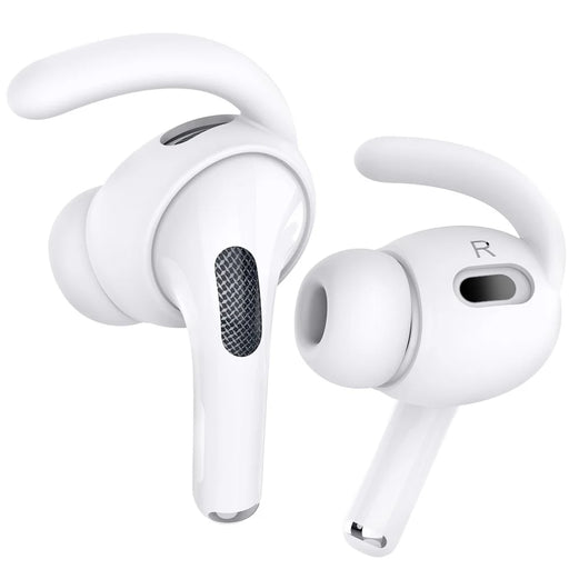 AHASTYLE PT189 For Apple Airpods Pro 2 Anti-Lost Ear Hooks Ear Tips Silicone Cover, 2Pairs: S / L - White - 2