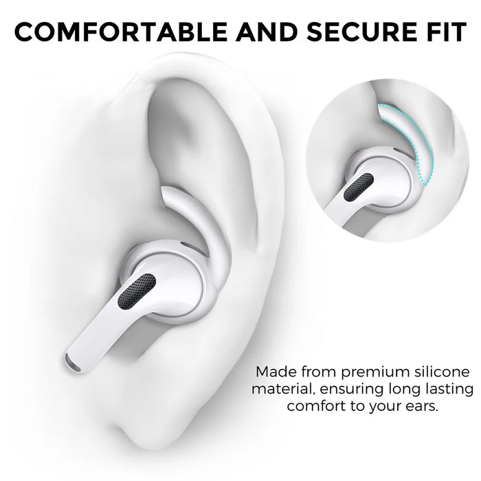 AHASTYLE PT189 For Apple Airpods Pro 2 Anti-Lost Ear Hooks Ear Tips Silicone Cover, 2Pairs: S / L - White - 6