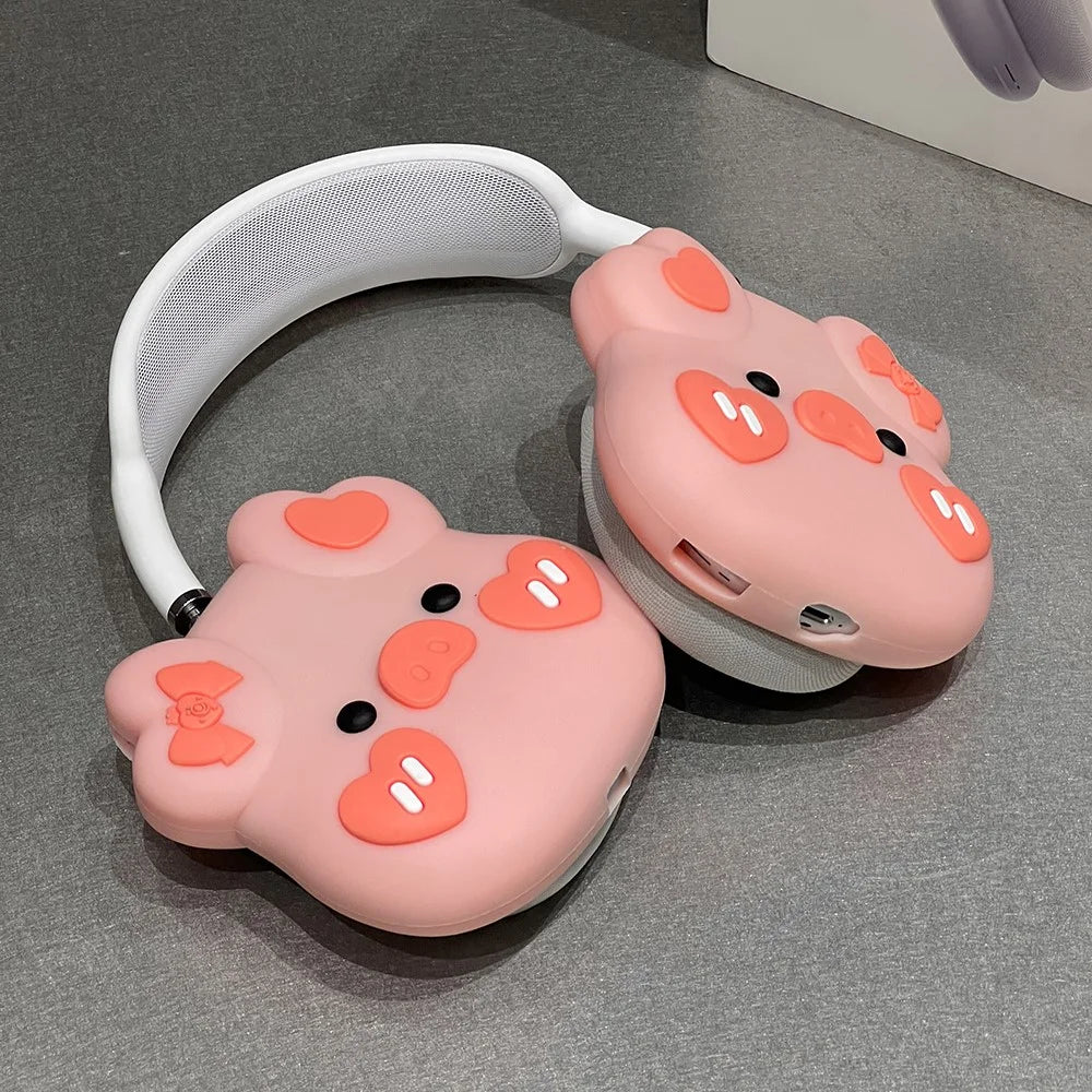 For AirPods Max with USB-C / Max Headphone Earpad Protector Soft Silicone Headset Cover Lovely Piggy Shape Design - 2