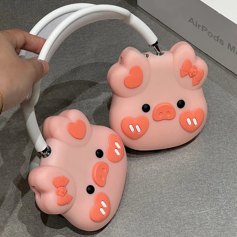 For AirPods Max with USB-C / Max Headphone Earpad Protector Soft Silicone Headset Cover Lovely Piggy Shape Design - 3