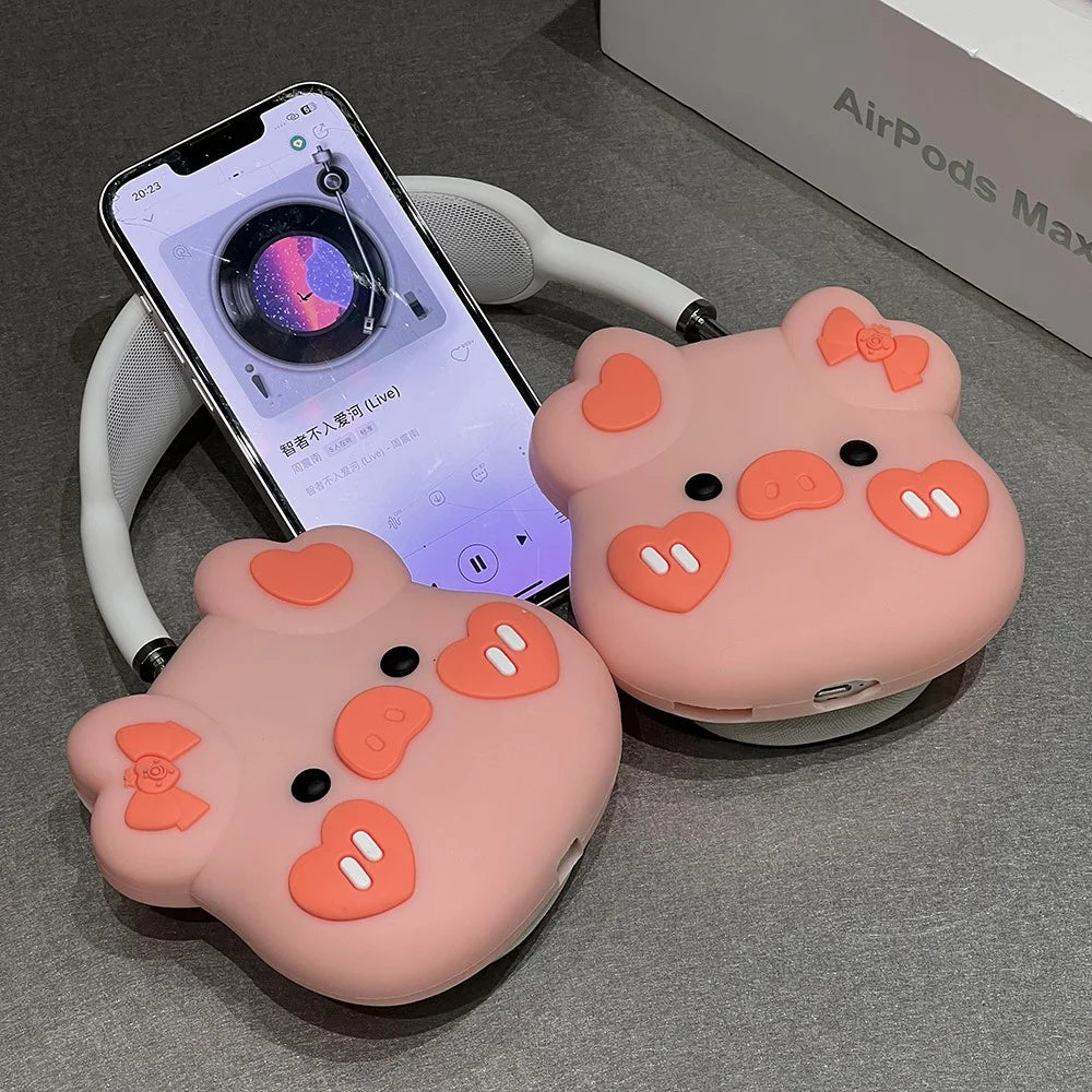 For AirPods Max with USB-C / Max Headphone Earpad Protector Soft Silicone Headset Cover Lovely Piggy Shape Design - 4