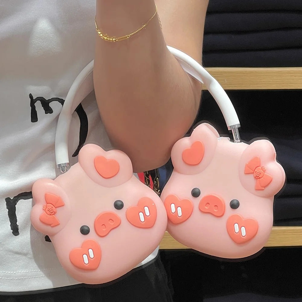 For AirPods Max with USB-C / Max Headphone Earpad Protector Soft Silicone Headset Cover Lovely Piggy Shape Design - 6