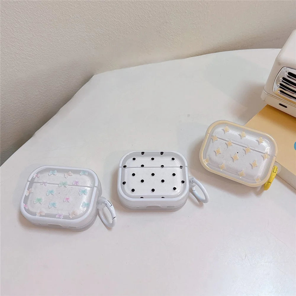 For Apple AirPods 3 Bluetooth-compatible Earphone Case Fresh Pattern TPU Anti-Drop Cover with Ring Buckle - Dot - 3
