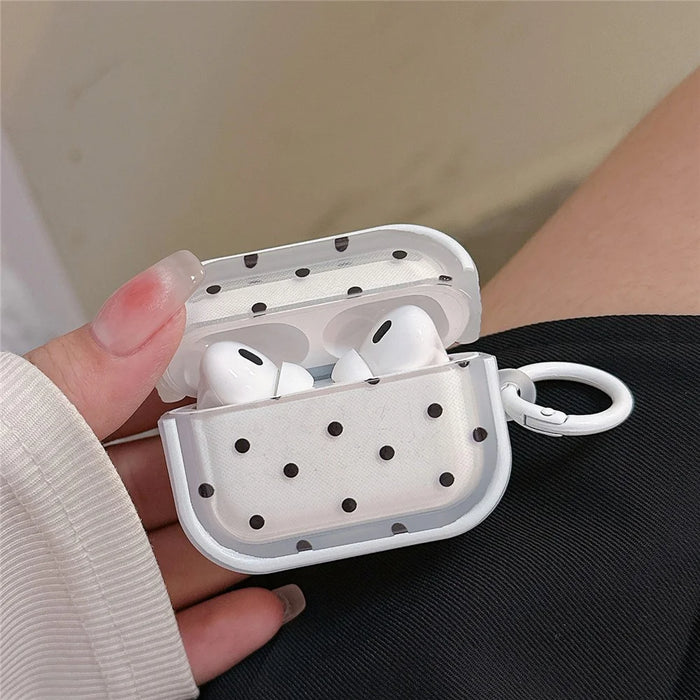 For Apple Airpods Pro 2 / Pro Bluetooth-compatible Earphone Case Fresh Pattern TPU Protective Cover with Ring Buckle - Dot - 3