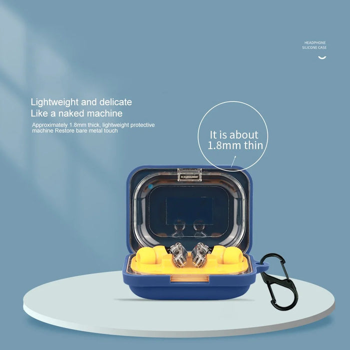 For Nothing Ear (A) Soft Silicone Case Anti-Lost Earphone Protective Cover with Buckle - Dark Blue - 3