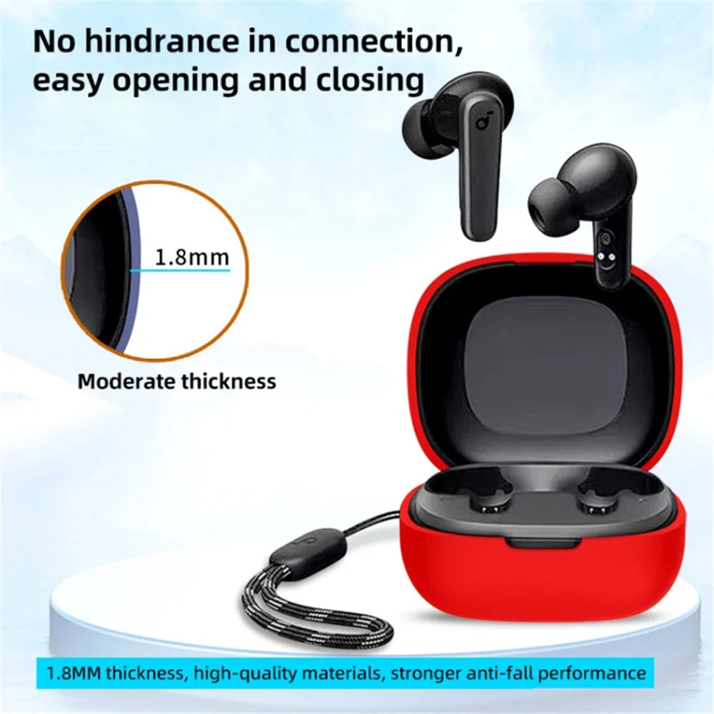 For Anker Soundcore R50i / P20i Silicone Cover Bluetooth-compatible Earphone Charging Case Sleeve - Red - 2
