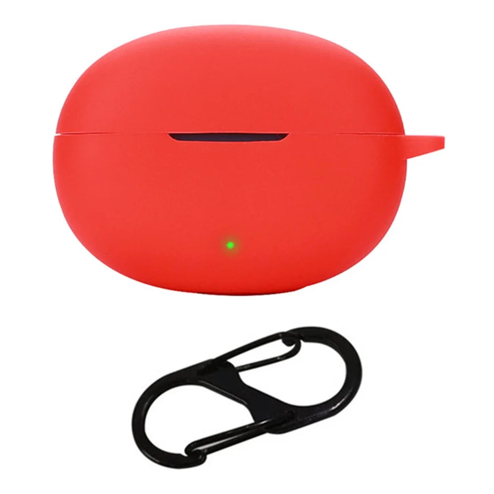 Dust Cover for Realme Buds Air6 Bluetooth-compatible Earphones Silicone Case with Anti-Lost Buckle - Red - 1