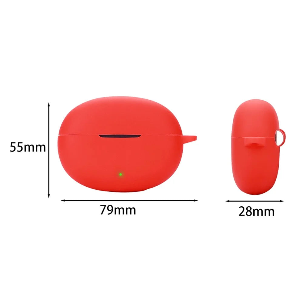 Dust Cover for Realme Buds Air6 Bluetooth-compatible Earphones Silicone Case with Anti-Lost Buckle - Red - 3