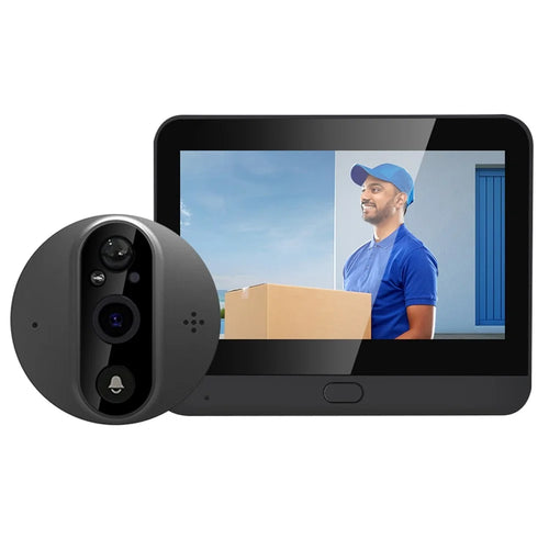 C89 4.3-inch Monitor 1080P Video Viewer Door Bell Night Vision PIR Camera WiFi Smart Doorbell,  Support Tuya App - Grey - 1