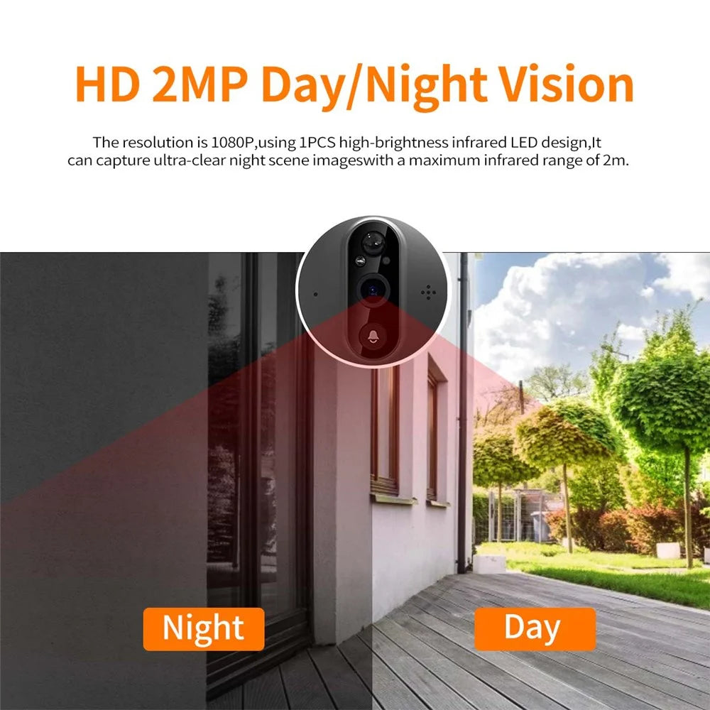 C89 4.3-inch Monitor 1080P Video Viewer Door Bell Night Vision PIR Camera WiFi Smart Doorbell,  Support Tuya App - Grey - 4