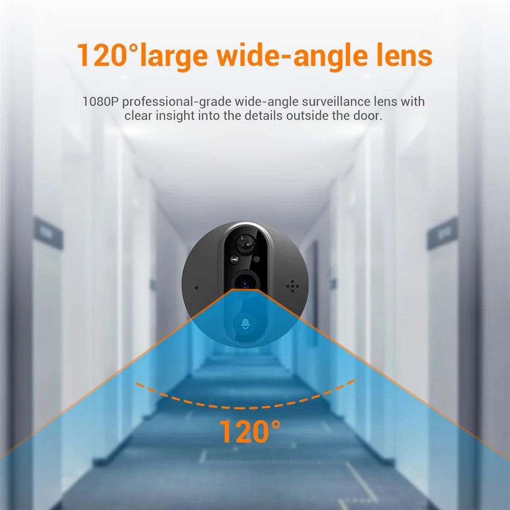 C89 4.3-inch Monitor 1080P Video Viewer Door Bell Night Vision PIR Camera WiFi Smart Doorbell,  Support Tuya App - Grey - 6