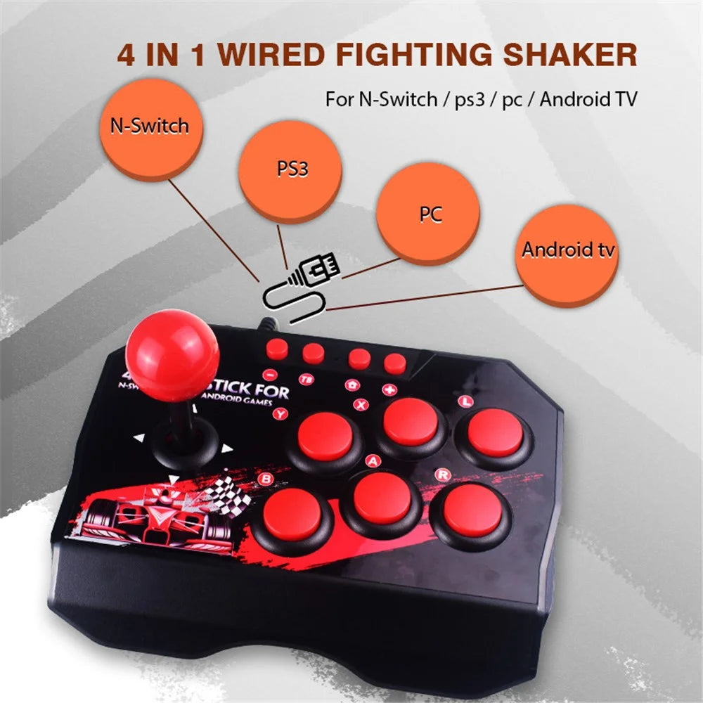 DATA FROG For Nintendo Switch / PS3 / PC / Android Retro Arcade Station Fighting Stick Game Joystick Controller USB Wired Rocker - 4